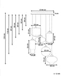 Miniatyrbillede 3 af 9: Pendel Transparent Glasskærme Sort Jern 6 lys Moderne Design Boligtilbehør Stue