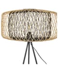 Miniatyrbillede 7 af 10: Gulvlampe Sort Bambus 145 cm Boho Standerlampe i Træ Design Tripod Lampe til Gulv Trebenet Belysning til Stuen