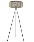 Miniatyrbillede 1 af 10: Gulvlampe Sort Bambus 145 cm Boho Standerlampe i Træ Design Tripod Lampe til Gulv Trebenet Belysning til Stuen