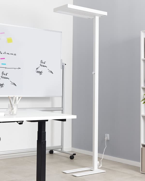 LED-gulvlampe hvid aluminium 197 cm højde Knapkontakt Dæmpning Moderne industriel belysning Hjemmekontor