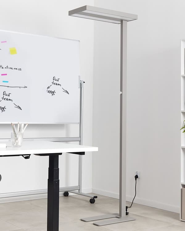 LED-gulvlampe sølv aluminium 197 cm højde Knapkontakt Dæmpning Moderne industriel belysning Hjemmekontor