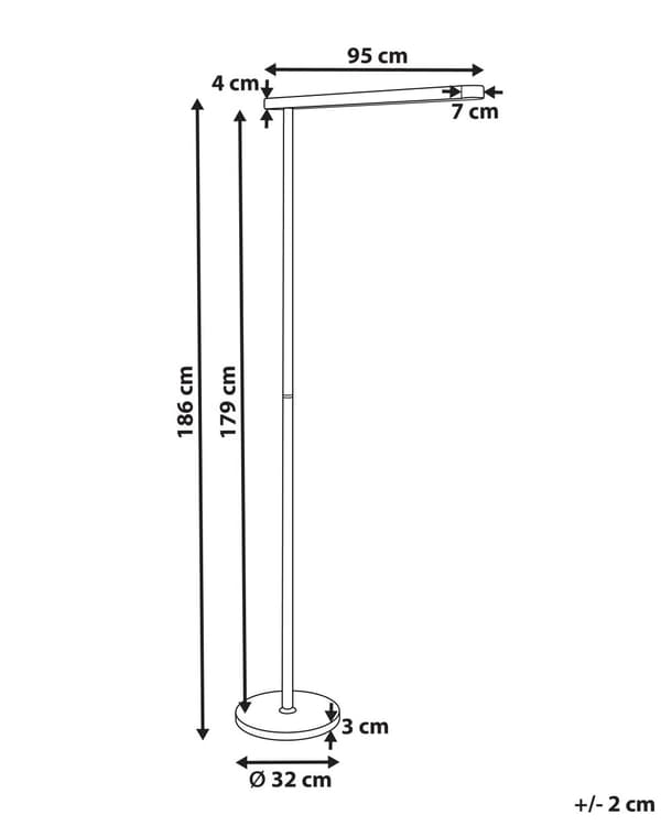LED-lattiavalaisin valkoinen alumiini 186 cm korkea moderni industriaalinen tyyli