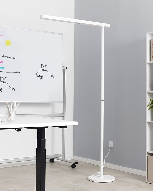 LED-lattiavalaisin valkoinen alumiini 186 cm korkea moderni industriaalinen tyyli