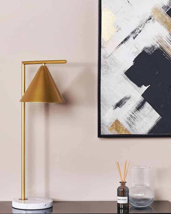 Bordlampe Gull Metall Marmorbase Kjegleformet skjerm Moderne design Glamorøs Belysning Skrivebordslampe