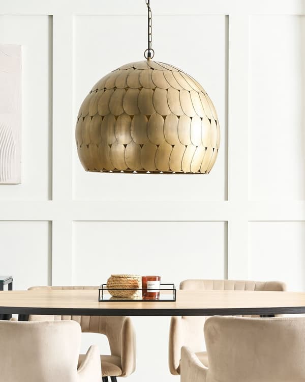 Pendellampe Messing Metall ø 50 cm Kuleformet skjerm Retro design Belysning Taklampe
