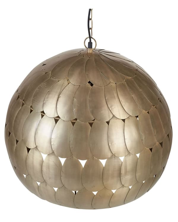 Pendellampe Messing Metall ø 50 cm Kuleformet skjerm Retro design Belysning Taklampe