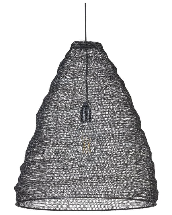 Pendellampe Svart Metallmesh ø 46 cm Rund skjerm Netting Moderne design Industriell stil Belysning Taklampe