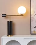 Miniatyrbilde 2 av 11: Bordlampe Svart Gull Marmor Glasskjerm Stue Soverom Moderne