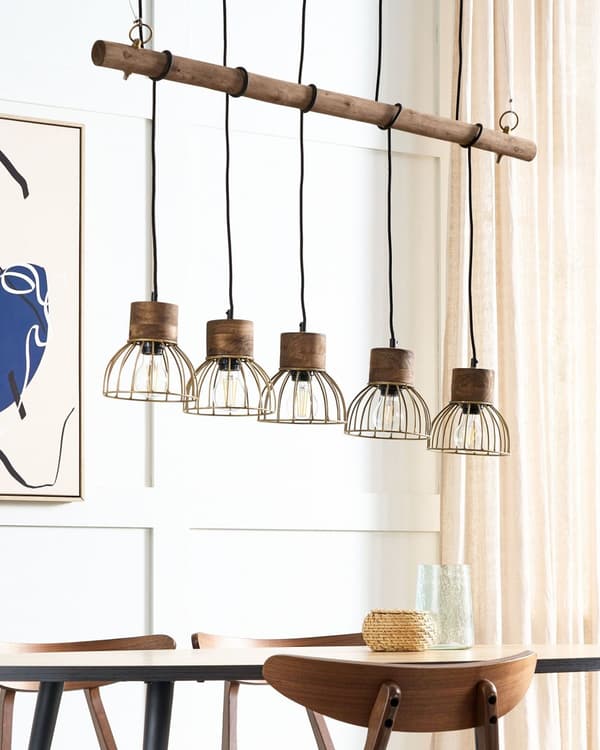 Pendellampe Messing Mangotre Metall 5 lys Gjennombrutt design Moderne Rustikk Belysning Taklampe