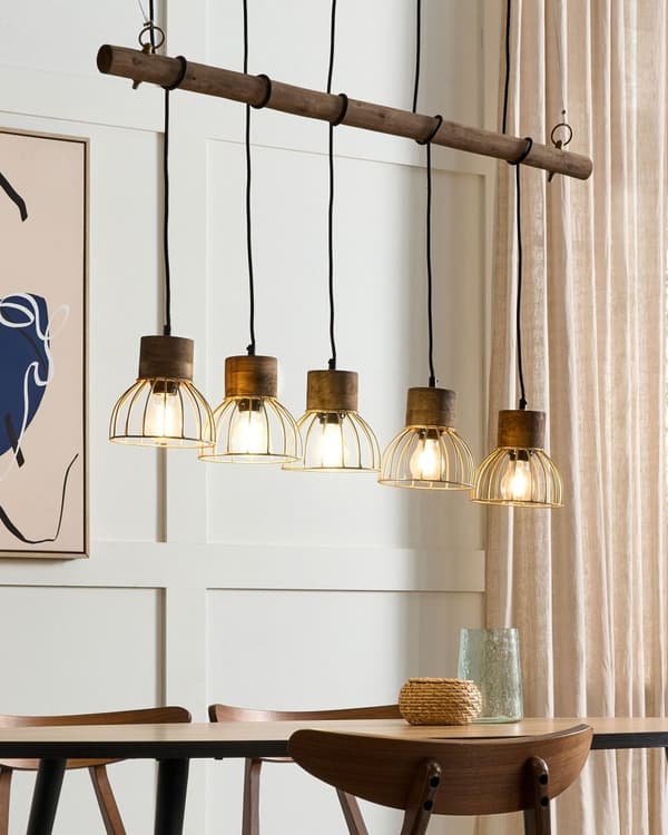 Pendellampe Messing Mangotre Metall 5 lys Gjennombrutt design Moderne Rustikk Belysning Taklampe