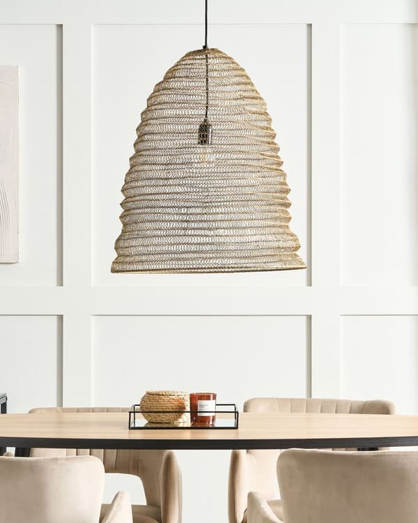 Pendellampe Messing Metall ø 50 cm Klokkeformet skjerm Netting Håndlaget Moderne stil Belysning Taklampe