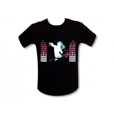Djette upplyst rosa t-shirt XL equalizer nattklubbar upplyst t-shirt med LED-ljud.