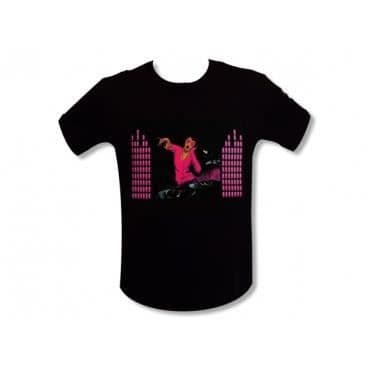 Djette upplyst rosa t-shirt XL equalizer nattklubbar upplyst t-shirt med LED-ljud.