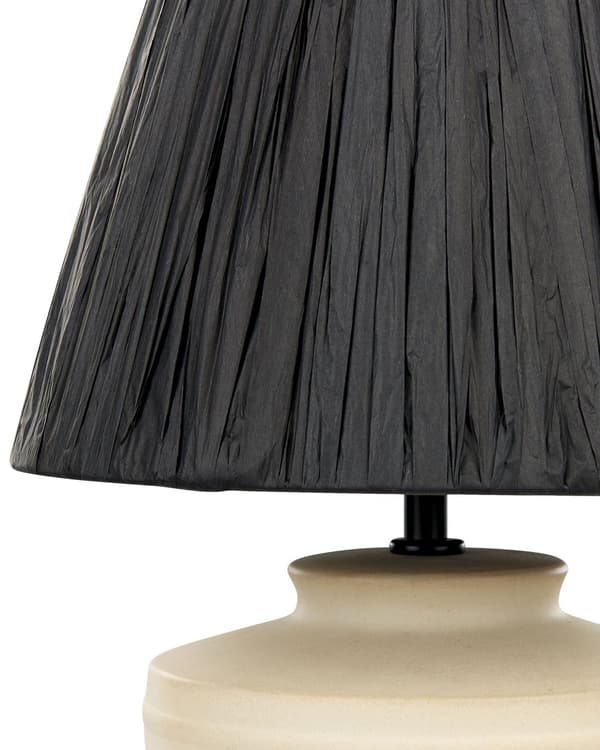 Pöytävalaisin beige musta 44 cm keraaminen paperi kartiovarjostin moderni boho