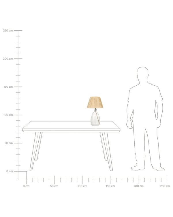 Bordlampe Gjennomsiktig glass 54 cm Papirskjerm Belysning Dekorativ Nattbordslampe