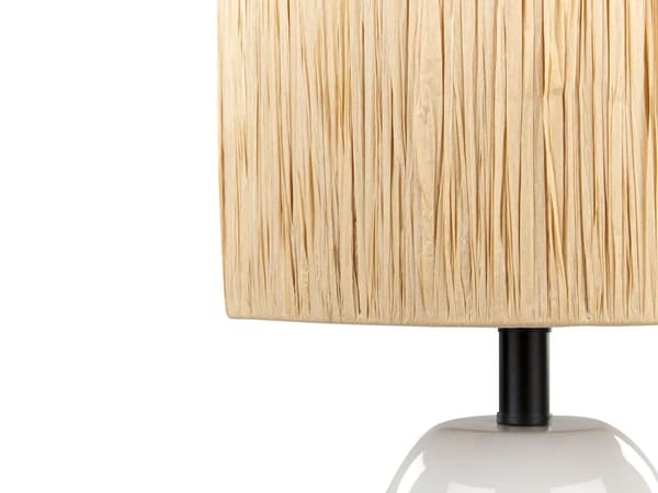 Bordlampe Hvit Natur Keramikk Papirskjerm Belysning Dekorativ Nattbordslampe