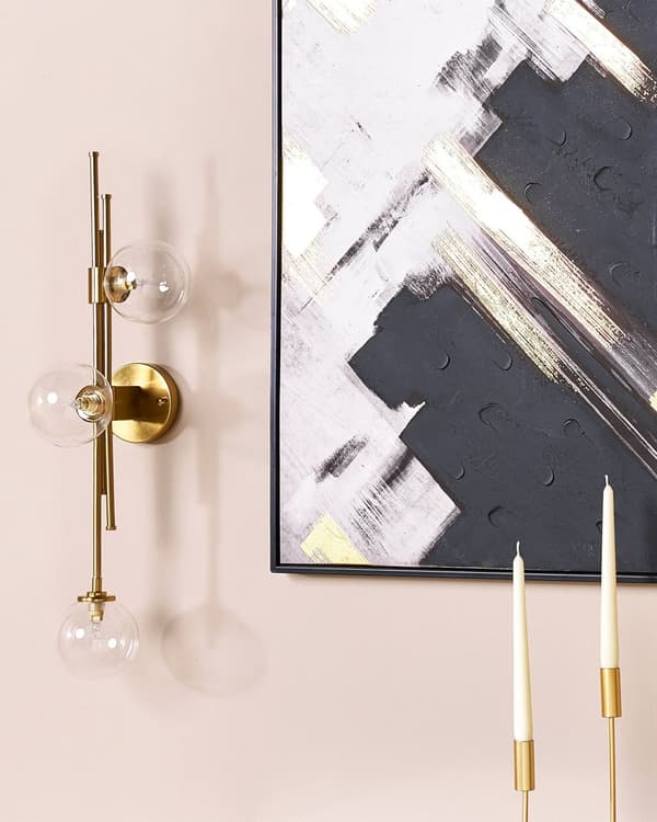Vegglampe Gull Jern Glass 3 lys Moderne Glamorøs Belysning Stue Kontor