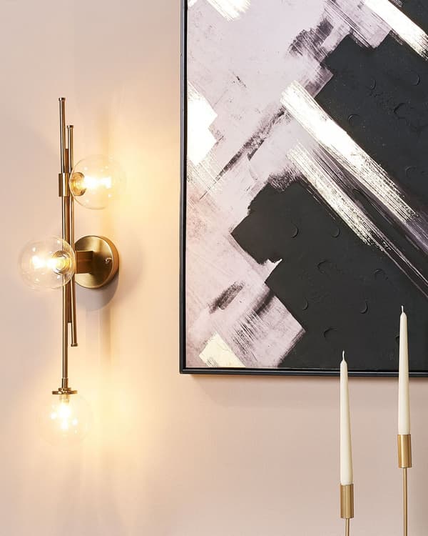 Vegglampe Gull Jern Glass 3 lys Moderne Glamorøs Belysning Stue Kontor
