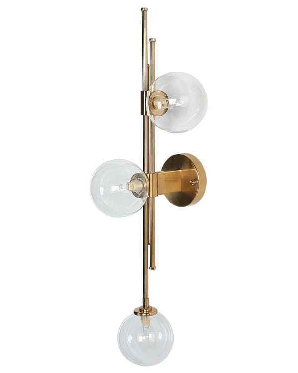 Vegglampe Gull Jern Glass 3 lys Moderne Glamorøs Belysning Stue Kontor