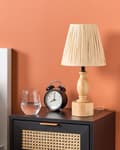 Miniatyrbilde 4 av 9: Bordlampe Lyst tre Eik Papirskjerm Belysning Dekorativ Rustikk stil Nattbordslampe