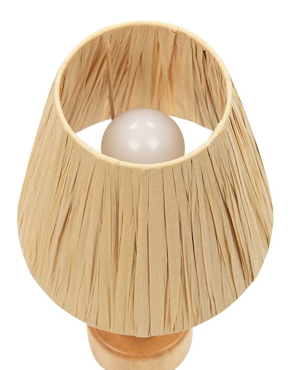 Bordlampe Lyst tre Eik Papirskjerm Belysning Dekorativ Rustikk stil Nattbordslampe