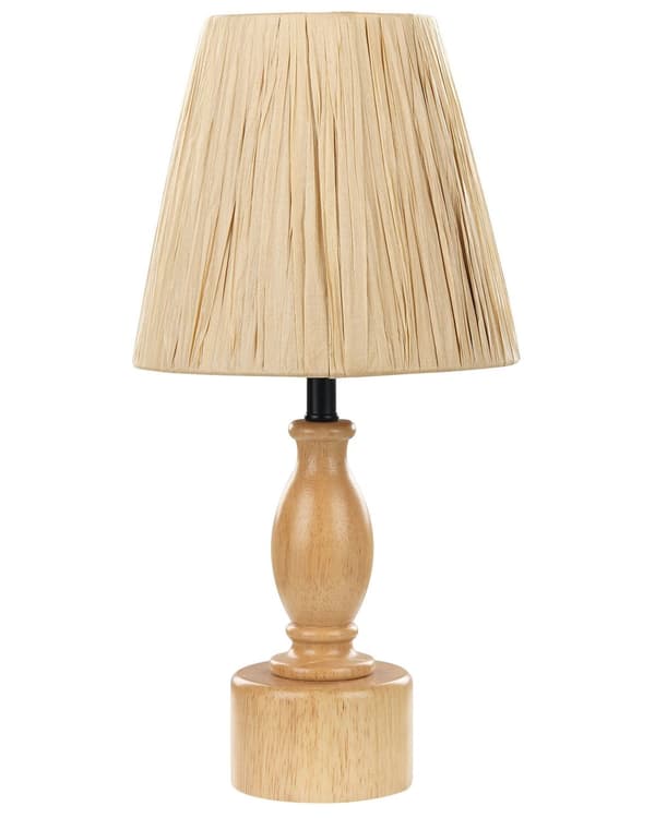 Bordlampe Lyst tre Eik Papirskjerm Belysning Dekorativ Rustikk stil Nattbordslampe