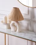 Miniatyrbilde 5 av 10: Bordlampe Hvit Keramikk Papirskjerm Belysning Dekorativ Nattbordslampe