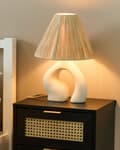Miniatyrbilde 2 av 10: Bordlampe Hvit Keramikk Papirskjerm Belysning Dekorativ Nattbordslampe