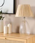 Miniatyrbild 4 av 9: Bordslampa Sockel i klarglas Papper Naturskärm Nattduksbordslampa