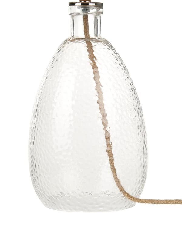 Bordslampa Sockel i klarglas Papper Naturskärm Nattduksbordslampa