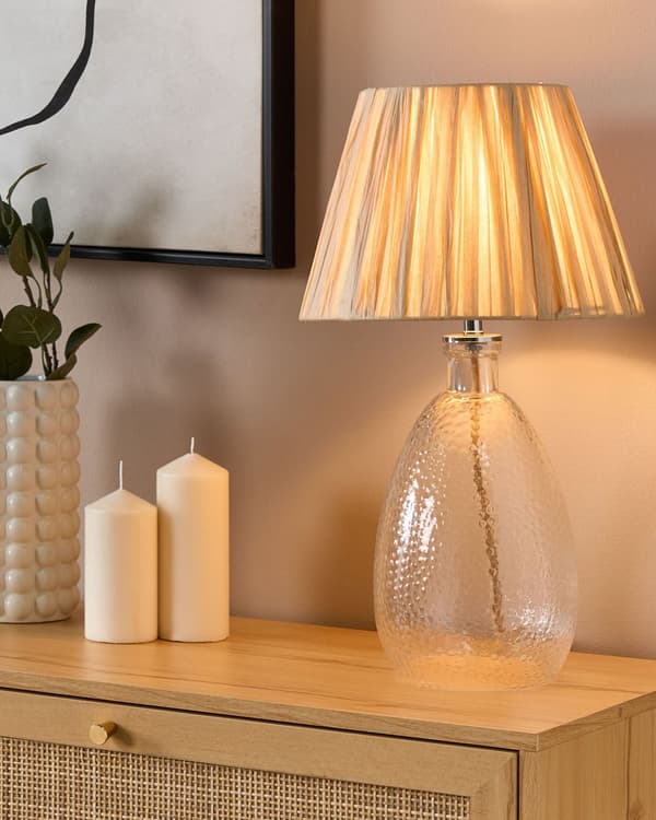 Bordslampa Sockel i klarglas Papper Naturskärm Nattduksbordslampa