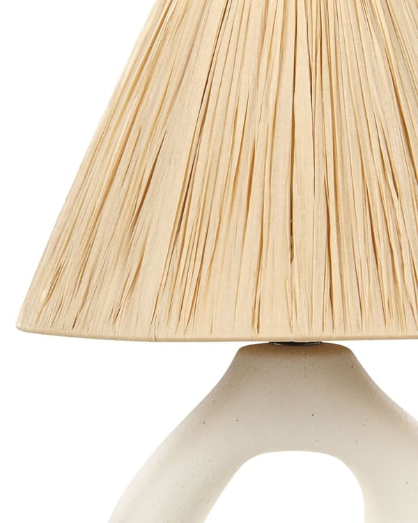 Bordslampa Vit keramikfot Papper Naturlig skärm Nattduksbordslampa