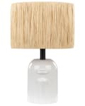Miniatyrbild 1 av 10: Bordslampa Vit keramikfot Papper Naturlig skärm Nattduksbordslampa