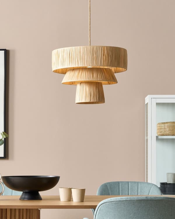 Pendel Lampe Naturpapir Tekstureret Skærm Japandi Naturlig Stil Jute Ledning