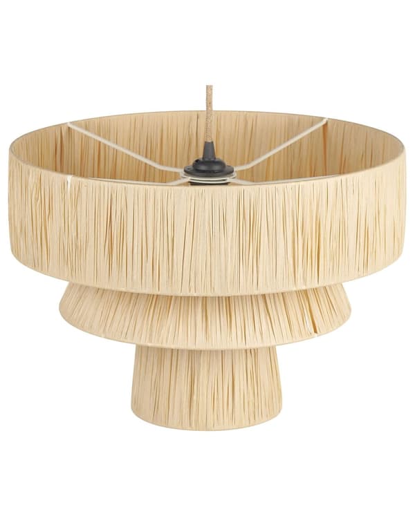 Pendel Lampe Naturpapir Tekstureret Skærm Japandi Naturlig Stil Jute Ledning