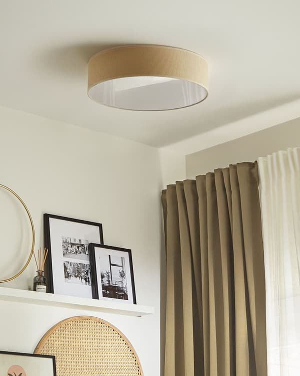 Loftslampe Naturpapir ø 60 cm Indbygningslampe Belysning Flet Boho Moderne Stue Soveværelse
