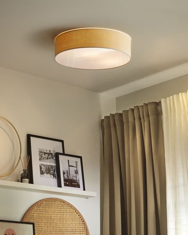Loftslampe Naturpapir ø 60 cm Indbygningslampe Belysning Flet Boho Moderne Stue Soveværelse