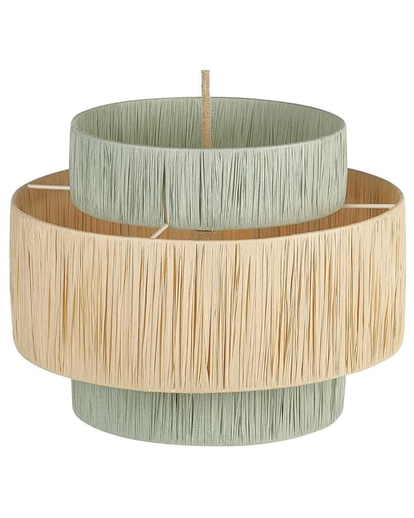 Pendellampe Naturlig og grøn papirstruktureret skærm Japandi Natural Style Jute Cord