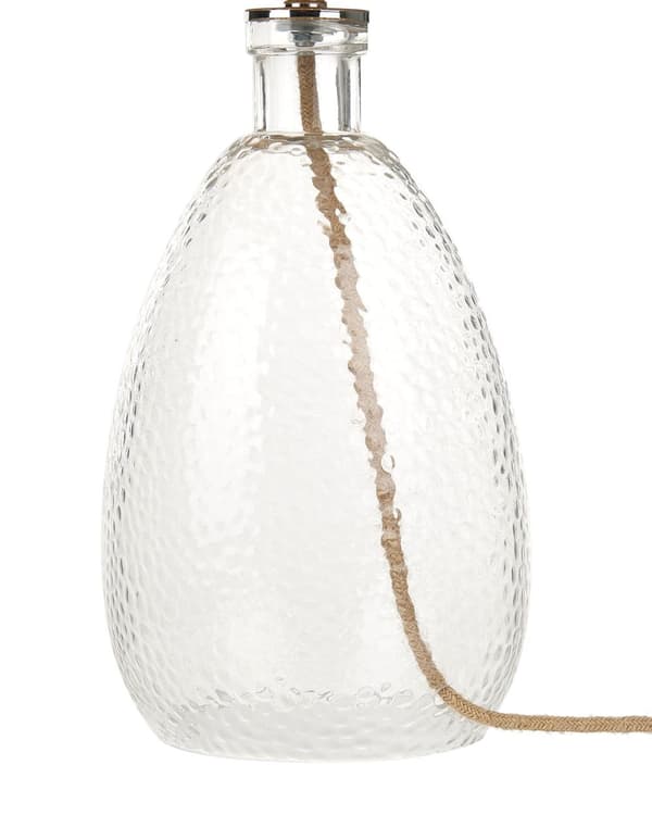 Bordlampe Klar glasfod Papir Naturlig skærm Sengebordslampe