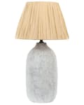 Miniatyrbillede 1 af 9: Bordlampe Grå Keramik 56 cm Naturpapir Kegle Skærm Sengekant Stue Soveværelse Belysning