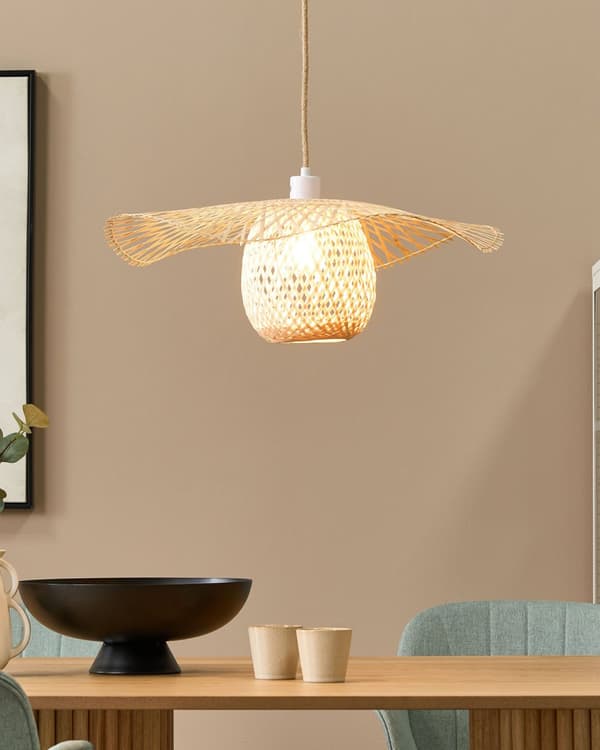 Pendellampe Træ Bambus Træ Boho Design Pendellampe Belysning Moderne Stue Spisestue