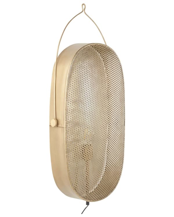 Vegglampe Messing Jern Metall Oval Skjerm Lys Soverom Stue Rustikk Design