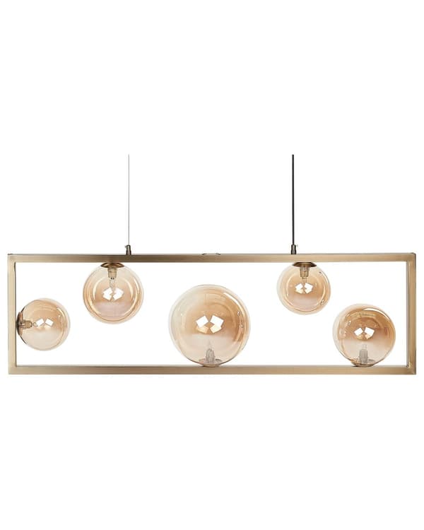 Pendellampe Metall Messing 5 lyskilder Rektangulær ramme Glamorøs Industriell Belysning Taklampe Dekorativ