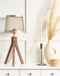 Miniatyrbilde 4 av 10: Bordlampe Mørkt mangotre med messingskjerm i jern Klassisk design Moderne boliginnredning Belysning