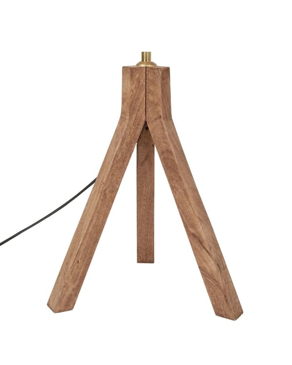 Bordlampe Mørkt mangotre med messingskjerm i jern Klassisk design Moderne boliginnredning Belysning