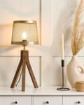 Miniatyrbilde 2 av 10: Bordlampe Mørkt mangotre med messingskjerm i jern Klassisk design Moderne boliginnredning Belysning