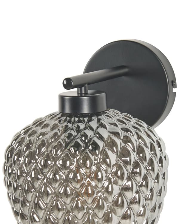 Golvlampa Grå och svart Järnbas Glas Rökt Skärm Enkel Ljuspunkt Hemtillbehör Belysning