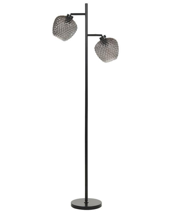 Gulvlampe Grå Jern H 161 cm Gylden Standerlampe med Justerbare Skærme til Stuen Vintage Designer Lampe til Gulv Tilbehør