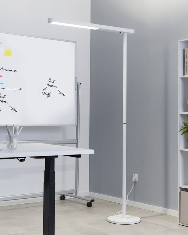 Gulvlampe LED Hvit Metall h 186 cm Moderne Industriell Kontor Belysning Stålampe