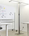 Miniatyrbilde 2 av 11: Gulvlampe LED Sølv Metall h 169 cm Dobbel skjerm 2 lyskilder Bevegelsessensor Berøringsdimmer Moderne Kontor Belysning Stålampe